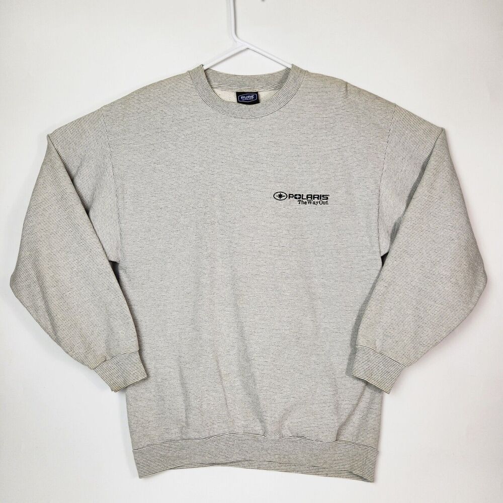 Vtg 90s Polaris Sweater Men L‎ Snowmobile Embroidered Racing Dirt Bike Bikercore